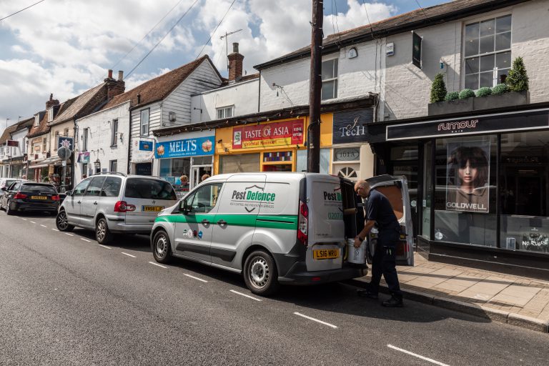 pest control van outside commercial property